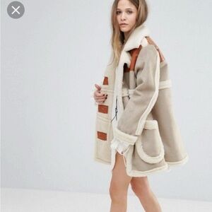 NWT Moon River Tan Shearling Coat